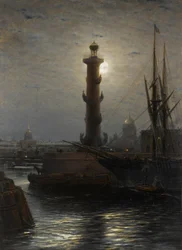 Die Rostra-Säule in der Nähe der Börse, St. Petersburg